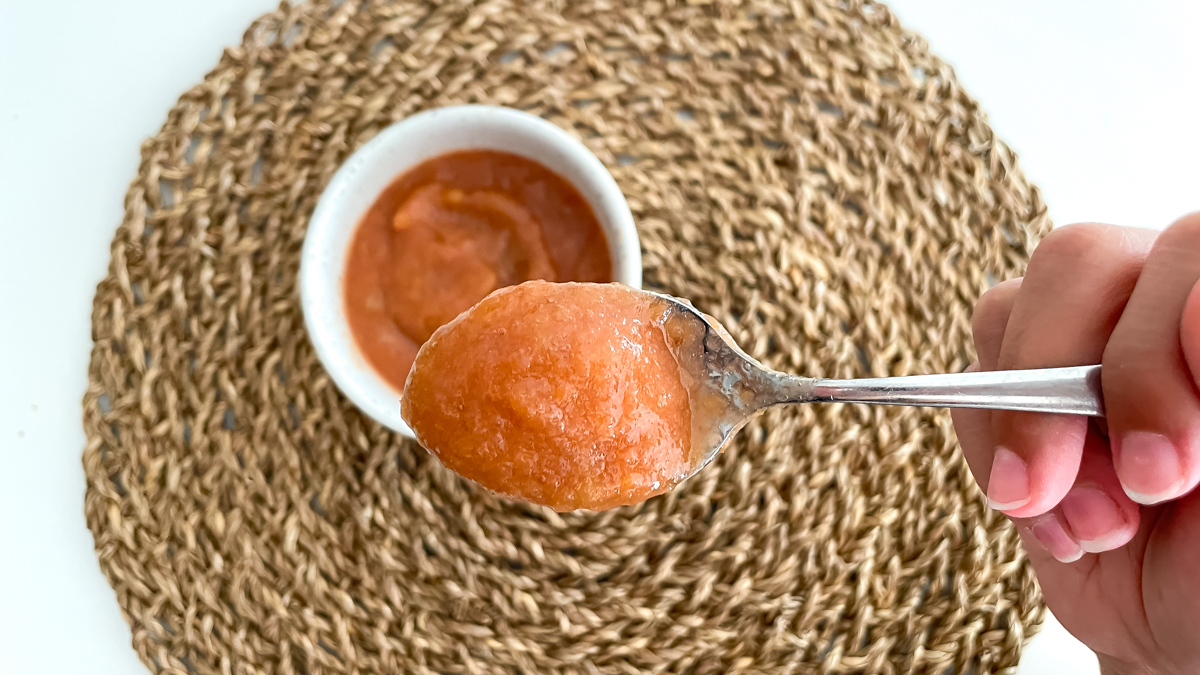 Compote aux pêches pommes et fraises-wooloo